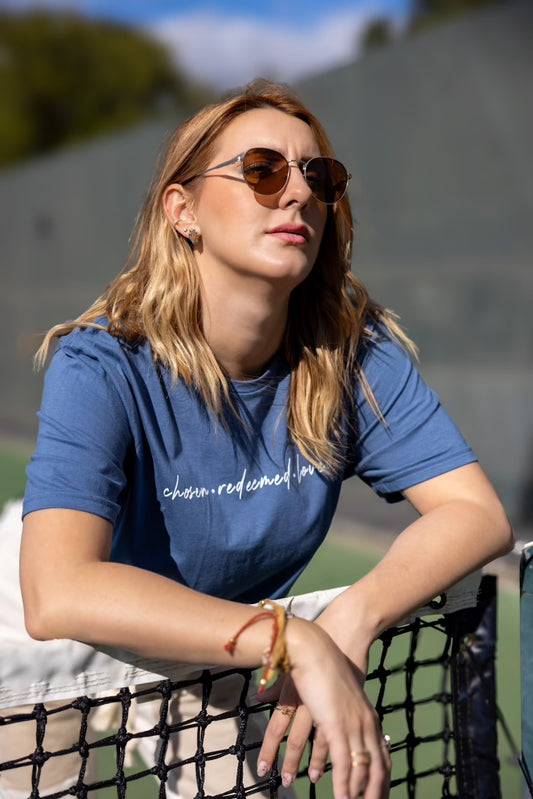 Chosen, Redeemed, Loved Blue Tee