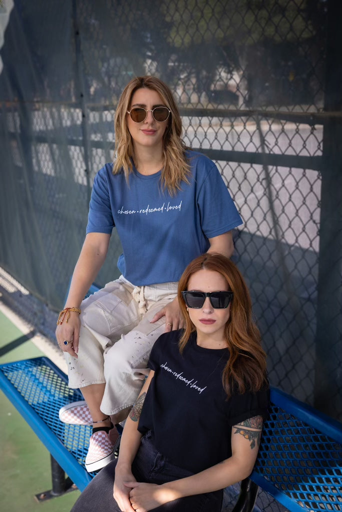 Chosen, Redeemed, Loved Blue Tee