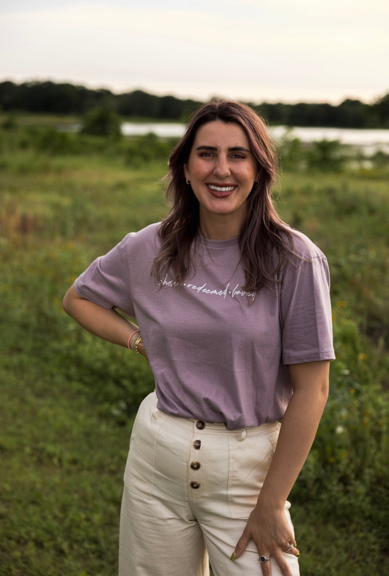 Chosen, Redeemed, Loved light purple Tee 