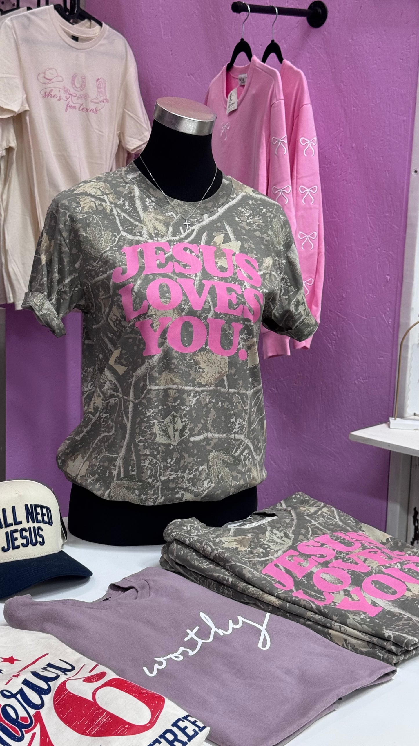 Jesus loves you 💖 (deadwood camo tee)