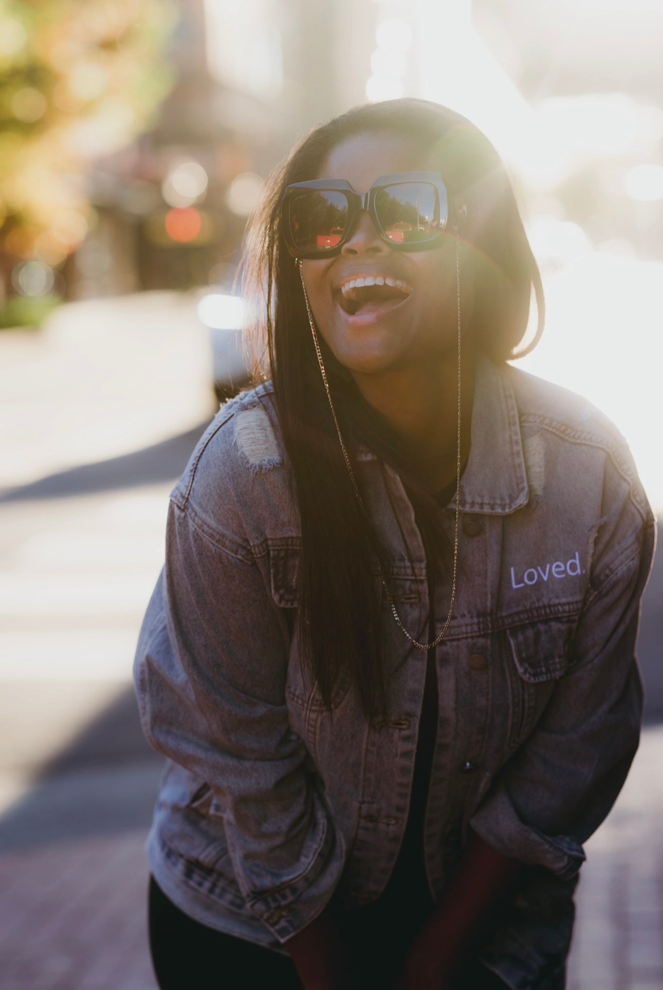 GOD IS LOVE JACKET (washed and distressed classic denim)